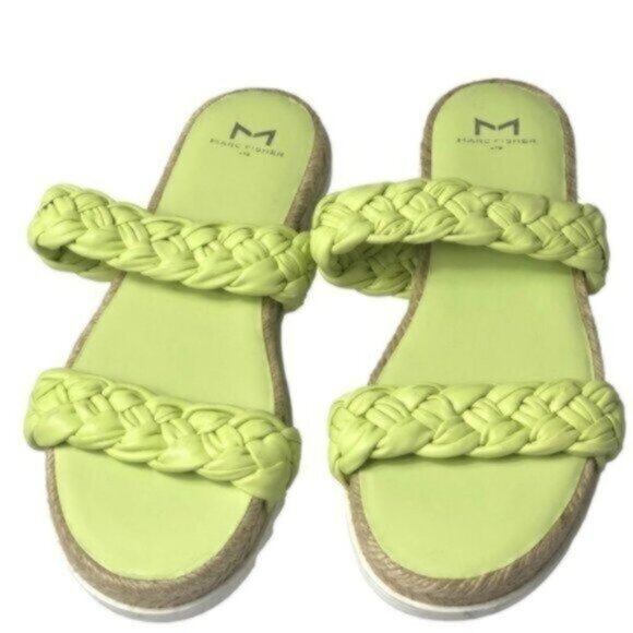 NEW Marc Fisher Light Green Espadrille Slide Leather Flat Sandals 7M - Picture 3 of 8